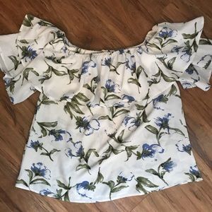 Off the shoulder white floral top